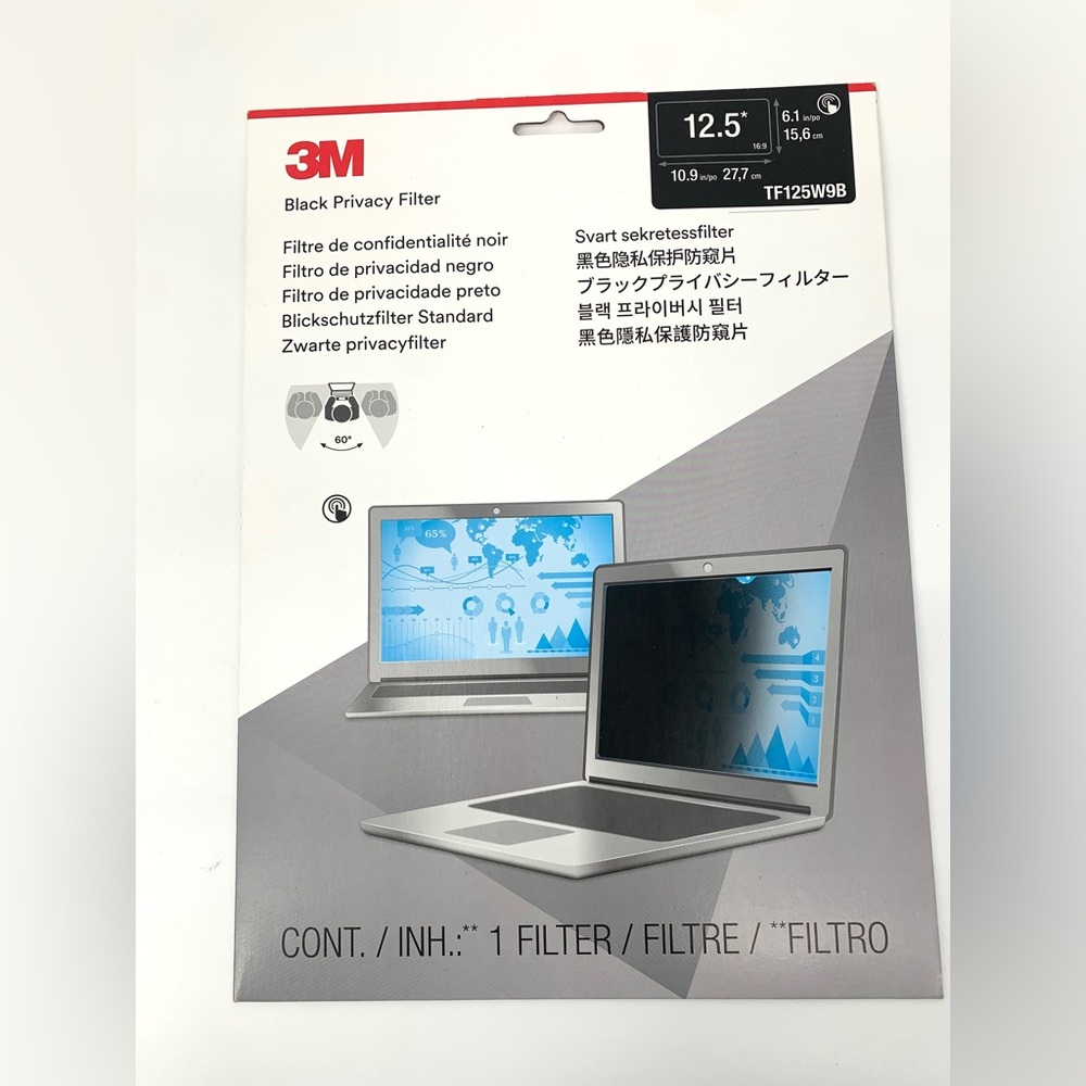 3M 12.5” Black Privacy Filter For Laptop Screen